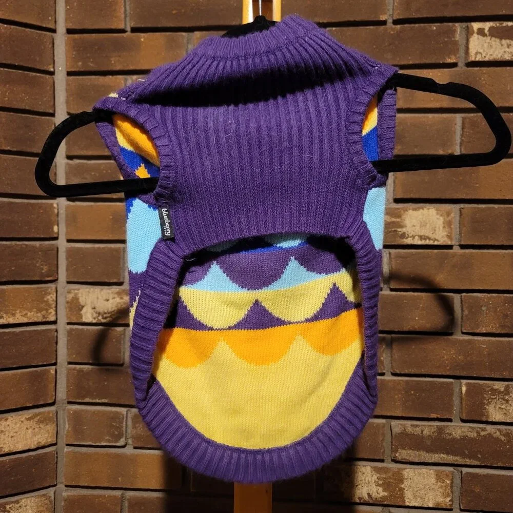 Blueberry Pet Fish Scale Knit Dog Sweater Mermaid Scale Purple Teal - Size XL
